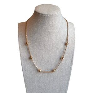 Shiny Gold Tone Satellite Ball Chain Necklace 18"